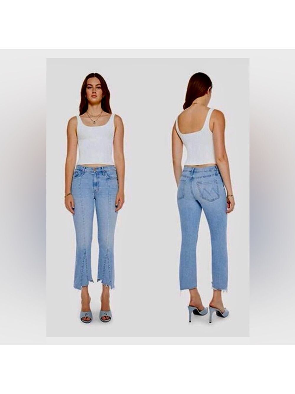 NWT Mother The Insider Crop Pointy Fray Bootcut high waisted Denim jeans size 27